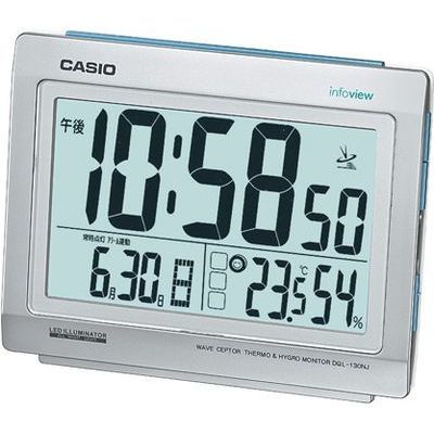 【納期目安：３週間】カシオ DQL-130NJ-8JF 電波時計(置き時計)生活環境お知らせ(湿度計/温度計)タイプ (DQL130NJ8JF)