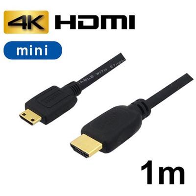 【メール便での発送商品】ミニHDMIケーブル 1m 4K/3D対応 HDMI-miniHDMI変換ケーブル バルク