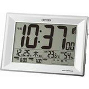 リズム 8RZ151-003 シチズン 電波時計 目覚まし時計 電子音ダブルアラーム 温度 湿度 カレンダー ライト付き パルデジットワイドDL(白) (