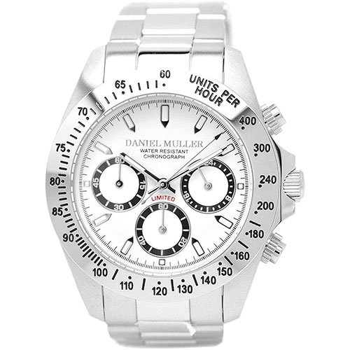 【クリックで詳細表示】ダニエルミューラー 腕時計 クロノグラフ ステンレス製 メンズウォッチ ホワイト ホワイト ：DM-2003WH