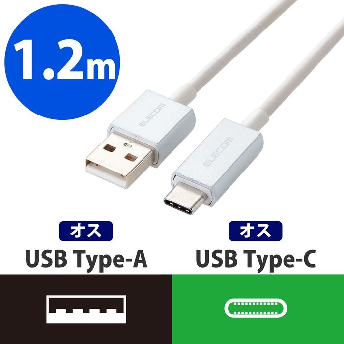 【メール便での発送商品】スマートフォン用USBケーブル USB A-C 1.2m