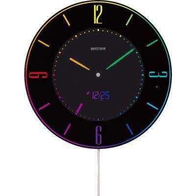 電波時計 掛け時計 置き時計 365色LEDライト表示 AC電源 カレンダー Iroria A(黒)