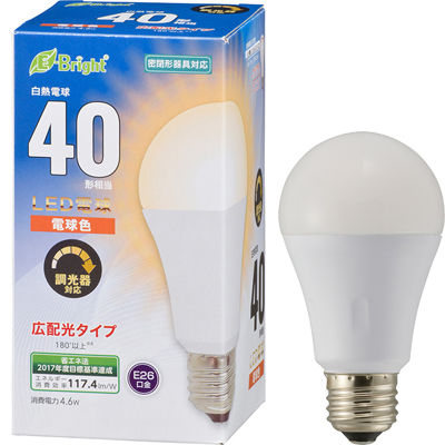LED電球(40形相当/540lm/電球色/E26/広配光180°/密閉形器具対応/調光器対応)