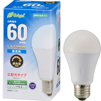 LED電球(60形相当/930lm/昼光色/E26/広配光180°/密閉形器具対応/調光器対応)