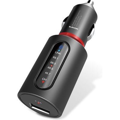 FM�g�����X�~�b�^�[/Bluetooth/USB�|�[�g�t/2.4A/���܂����[�d/4�`�����l��/�u���b�N