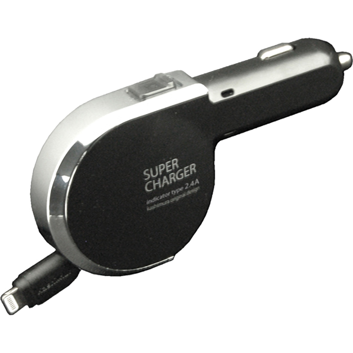 【メール便での発送商品】 DC充電器 リール インジケーター 2.4A LN BK