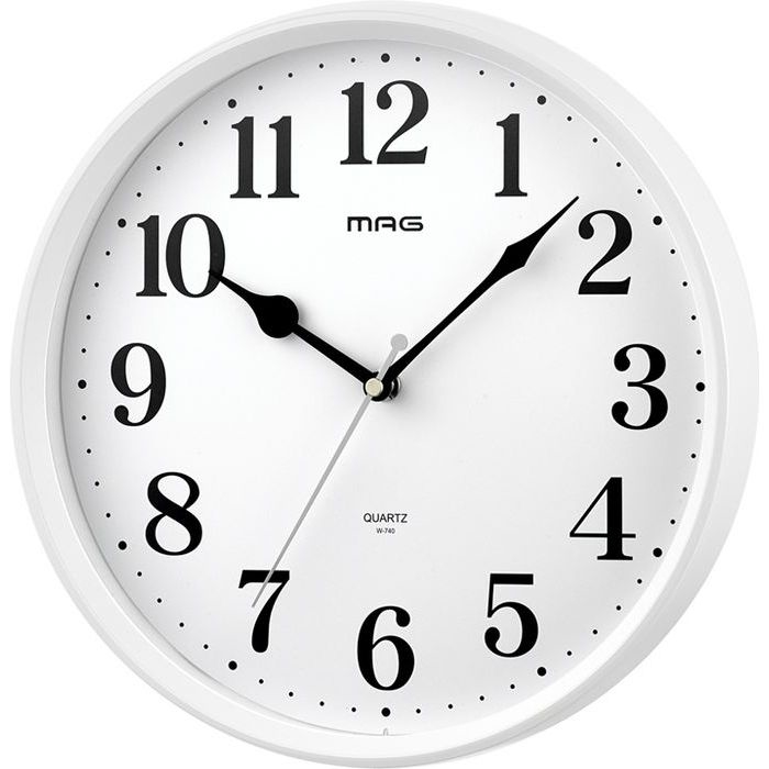 洗練された白を基調としたシンプルな掛時計 MAG掛時計 ミドル (ホワイト)
