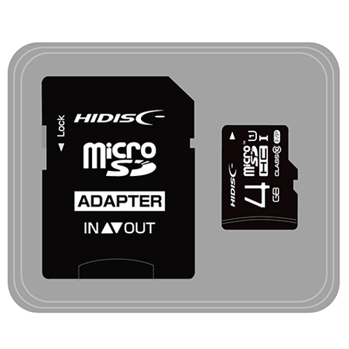 HIDISC microSDHCカード 4GB CLASS10 UHS-1対応 高速転送 Read70 SD変換アダプタ付き