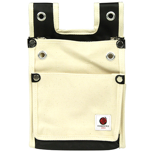 帆布鳶用腰袋2段 白 バックスリット TSH-2DBS-WH