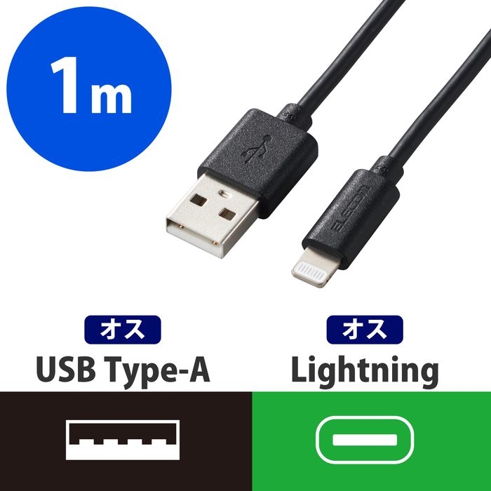Lightning�P�[�u�� iPhone �[�d �f�[�^�]�� 1m �u���b�N