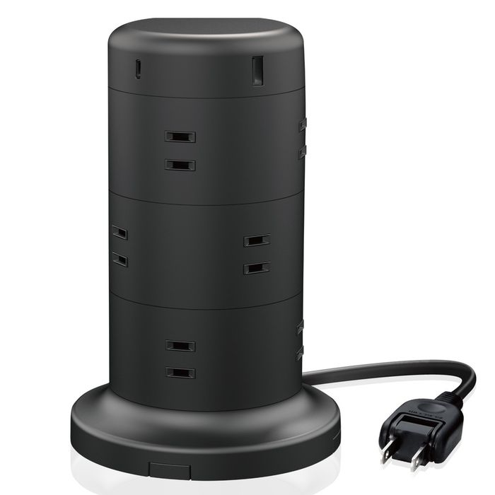 電源タップ コンセント×12個口 (USB-C×2 USB-A×3) 45W タワー型