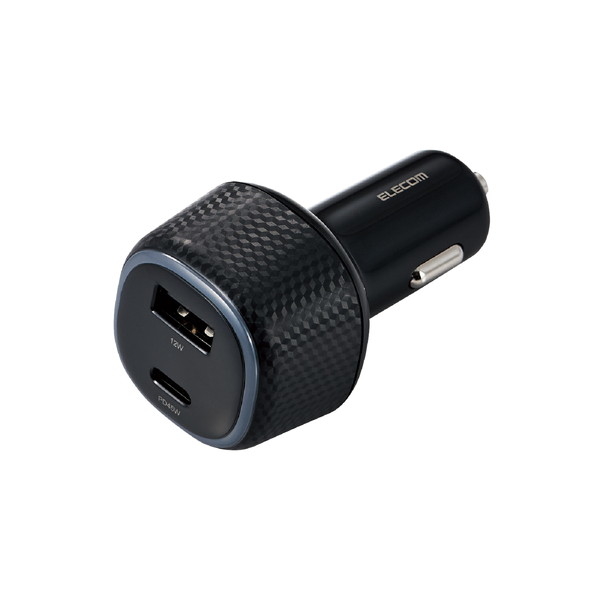 シガーソケット カーチャージャー 最大合計出力57W 2ポート USB C×1 USB A×1 PD45W 車 充電器 ブラック