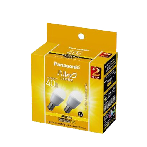 パルック LED電球 4.3W 2個セット(温白色相当) 配光角180度で広範囲を明るく照らす