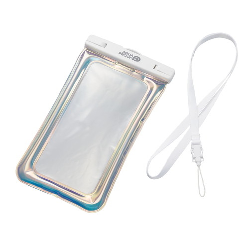 【メール便での発送商品】スマホ防水ケース 〜6.9インチ IPX8 (防水ケース×1 ネックストラップ×1) 水没防止設計 オーロラ