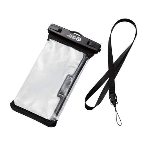 【メール便での発送商品】スマホ防水ケース 〜6.9インチ IPX8 (防水ケース×1 ネックストラップ×1) 立体構造 ブラック
