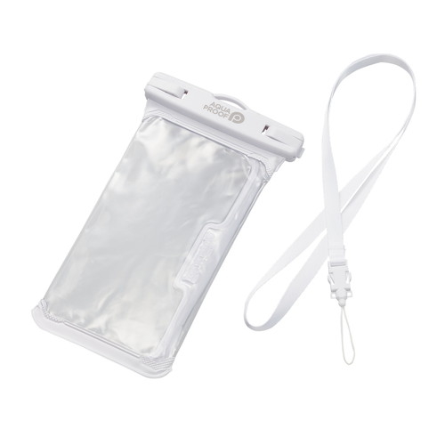 【メール便での発送商品】スマホ防水ケース 〜6.9インチ IPX8 (防水ケース×1 ネックストラップ×1) 立体構造 ホワイト