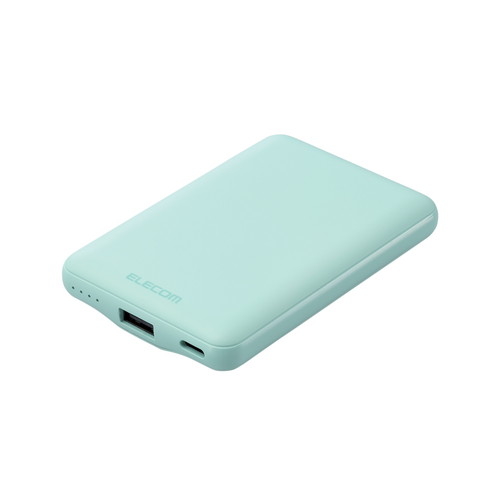 【メール便での発送商品】モバイルバッテリー 5000mAh 軽量 小型 最大15W 入出力(Type-C×1) 出力(USB-A×1) C-Aケーブル付属 グリーン
