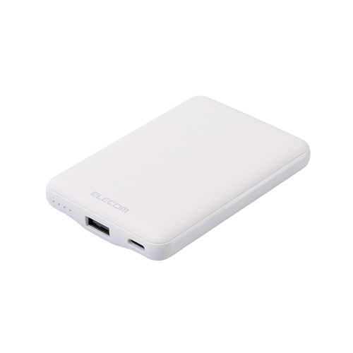 【メール便での発送商品】モバイルバッテリー 5000mAh 軽量 小型 最大15W 入出力(Type-C×1) 出力(USB-A×1) C-Aケーブル付属 ホワイト