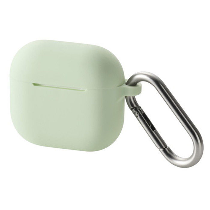 AirPods 4 ケース シリコン カバー 【ワイヤレス/MagSafe充電対応】衝撃吸収 落下防止 カラビナ付 グリーン