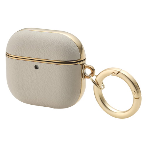 AirPods 4 ケース ソフトレザー カバー 【ワイヤレス/MagSafe充電対応】衝撃吸収 落下防止 メッキ加工 &me グレージュ【メール便での発送商品】