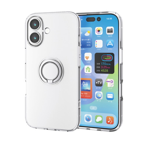 【メール便での発送商品】iPhone17 ケース ソフト 薄型 リング付き スタンド機能 クリア