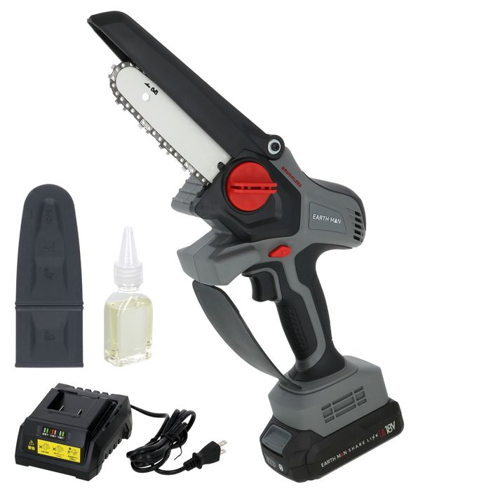 18V充電式ブラシレスハンディチェーンソー 125mm 充電器・バッテリーパック2.0Ah付き