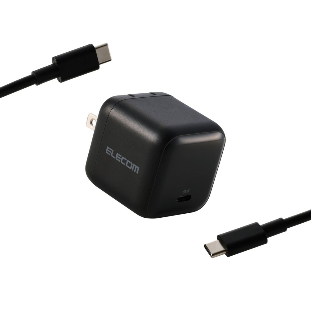 USB �[�d�� 65W PD PPS�Ή� 1�|�[�g USB-C GaN II �R���p�N�g �܂肽���݃v���O PSE�K�� USB-C�P�[�u��1.5m�t�� �u���b�N