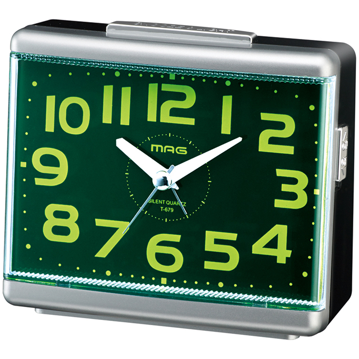 MAG T-679SM-Z 文字板が大きく見やすい置き時計 目覚まし時計 グッドモーニング2号 (銀メタリック) (T679SMZ)
