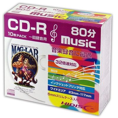 【納期目安：１週間】磁気研究所 【送料無料】HDCR80GMP10SC HIDISC CD-R 音楽用5mmスリムケース10P