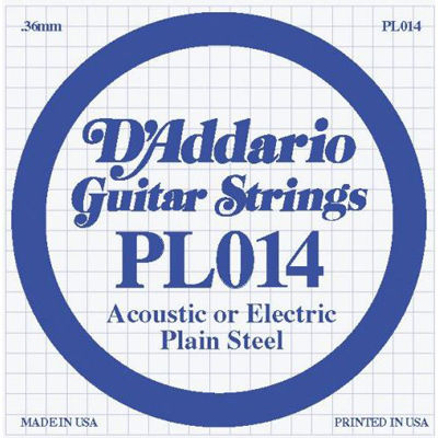 DADDARIO 【送料無料】0019954211127 【10個セット】 エレキギター/アコースティックギター用バラ弦 Plain Steel.014 PL014 【国内正規