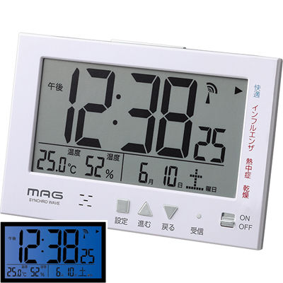 MAG T-727WH-Z お部屋の温度湿度のバランスをチェックできる時計 電波デジタル時計 エアサーチ ミチビキ (ホワイト) (T727WHZ)