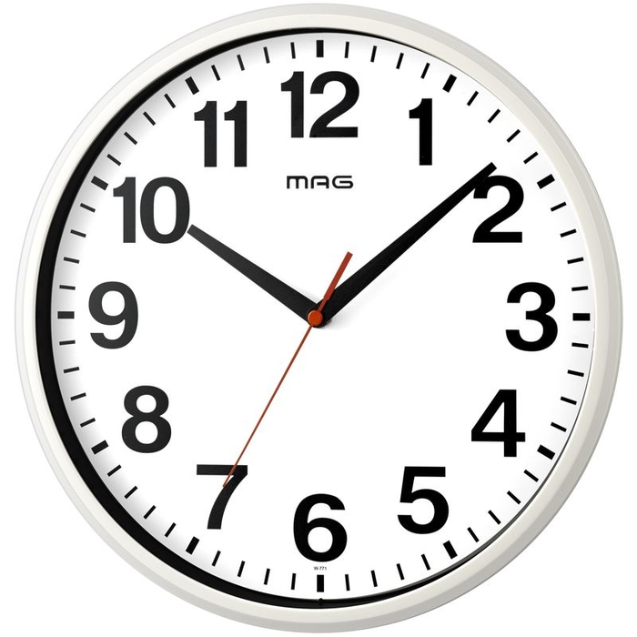 MAG W-771WH-Z 業務用にもおすすめ!学校の時計のように見やすさに特化したシンプルな掛時計 MAG掛時計 シューレ (ホワイト) (W771WHZ)