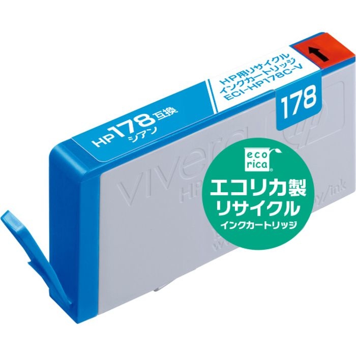 エレコム ECI-HP178C-V 【メール便での発送】178 CB318HJ互換 エコリカ リサイクルインク HP シアン 残量検知非対応 (ECIHP178CV)