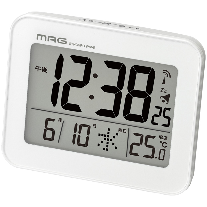 MAG T-776WH-Z 手のひらサイズの電波時計 MAG電波目覚まし時計 ファルマン (ホワイト) (T776WHZ)
