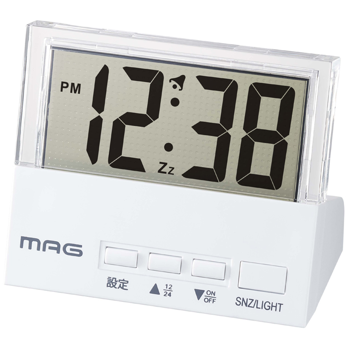 MAG T-762WH-Z 手のひらサイズのデジタル時計 MAG目覚まし時計 クリアタイム (ホワイト) (T762WHZ)
