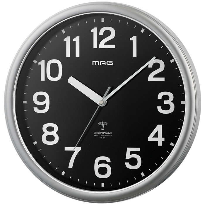 MAG 【送料無料】W-781SM-Z スタンダードな電波時計 MAG電波掛時計 ナオス (銀メタリック) (W781SMZ)