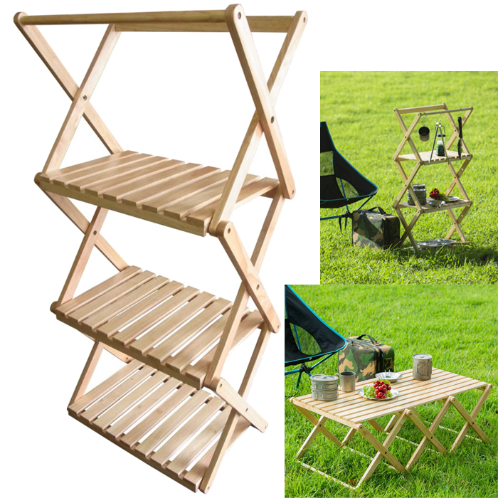 折りたたみ2段ラック アンティーク風 ダメージ エイジング キャンプ