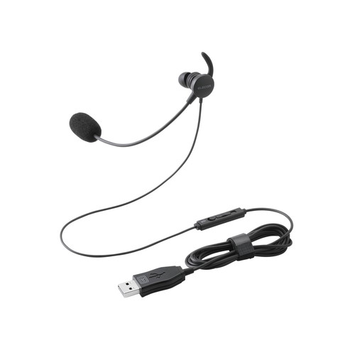 エレコムヘッドセット 片耳 有線 USB 接続 カナル型 マイク付き 高音質 音量調整 ミュート機能 ブラックHS-EP21MUBK●オープン価格●JANコード：4549550375788HSEP21